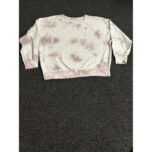 VICTORIAS SECRET Tie Dye Sweatshirt Womens XL Lavender White Relaxed Fit